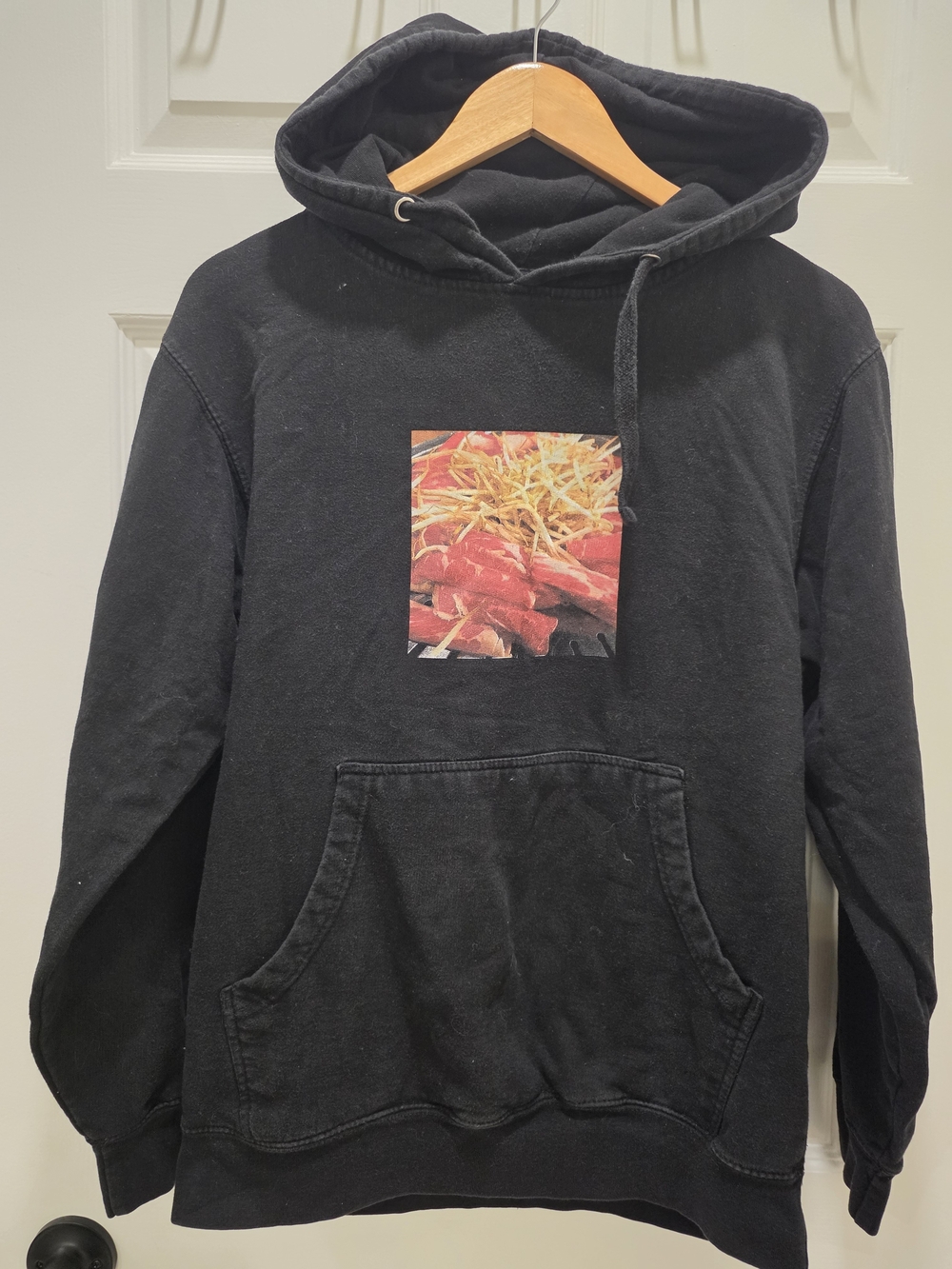 Anti Social Social Club Black Graphic Crewneck Hoodie with Red & Yellow Print